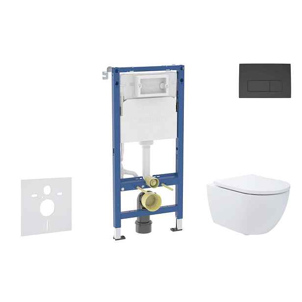 SANITINO - Set předstěnové instalace, klozetu Oudee a sedátka softclose, tlačítko Delta50, matná černá SANI11CA5195