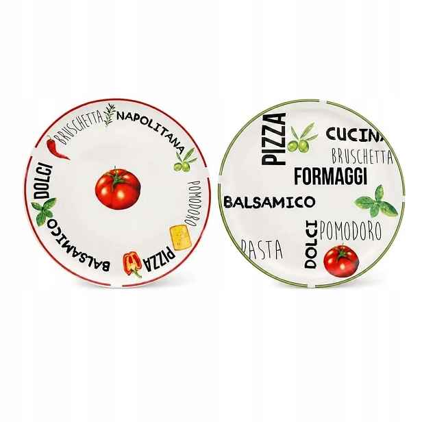 Talíře na pizzu porcelánové ploché 30,5 cm, sada 6 ks, barevné vzory