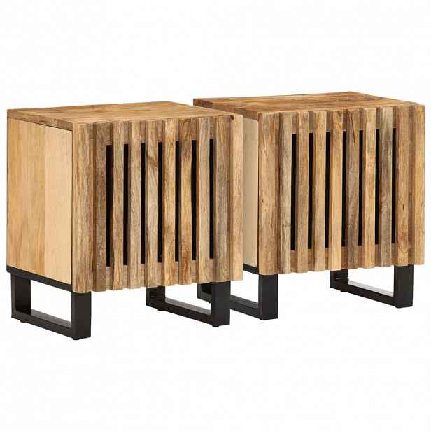 vidaXL Noční stolky 2 ks 40x34x46 cm masivní hrubé mangovníkové dřevo