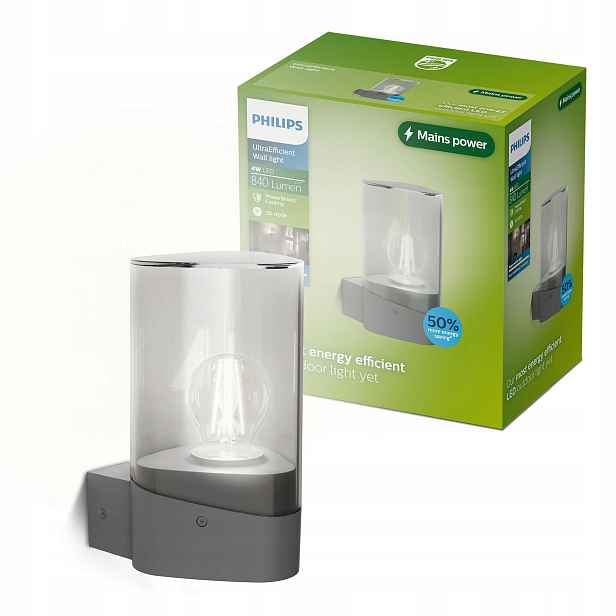 Zahradní nástěnné svítidlo Venkovní lampa E27 Led 4W 840lm 2700K IP44 Nayl Philips