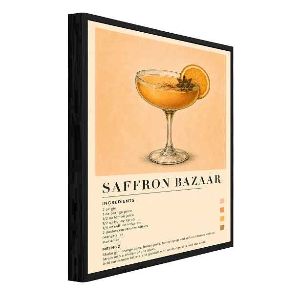 Obraz V Černém Rámu Na Plátně Plakát Drink Recipe Do Kuchyně Baru 60x40
