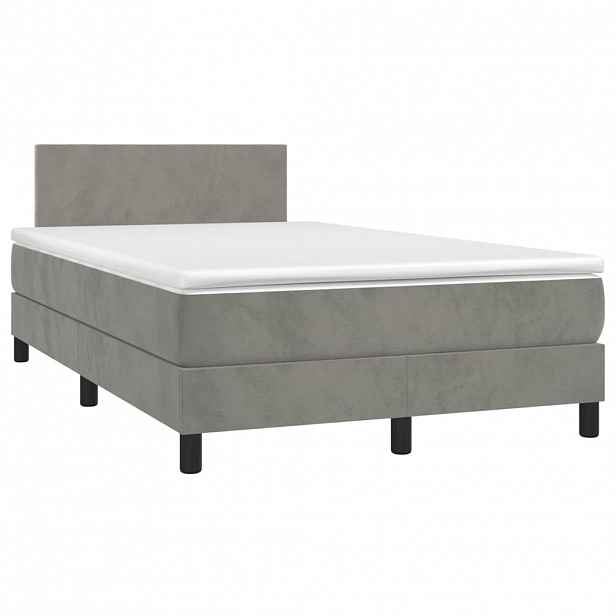 vidaXL Box spring postel s matrací světle šedá 120x190 cm samet