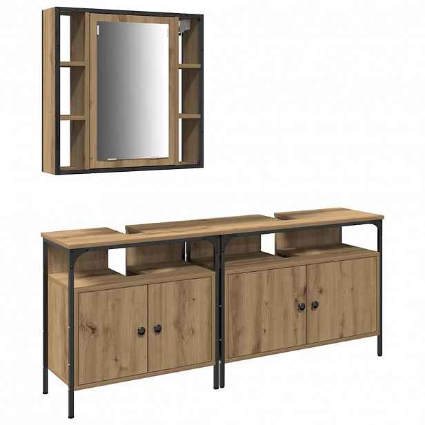 vidaXL Koupelnové umyvadlové jednotky 3 ks Hnědá 80 x 30 x 60 cm