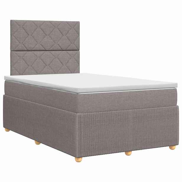 vidaXL Postel boxspring s matrací s čelo Taupe 120 x 190 cm Textil