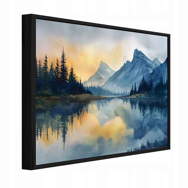Obraz V Rámu Hory Krajina Řeka Příroda Do Předsíně Jídelny Kuchyně 100x70