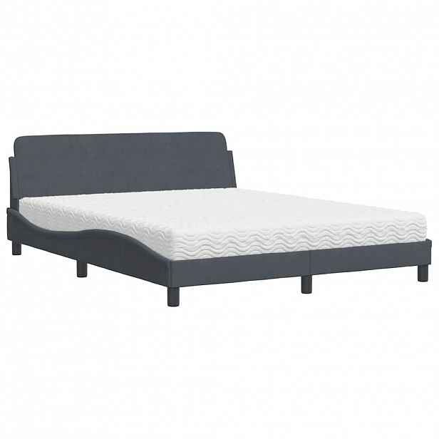 vidaXL Postel s matrací Dover tmavě šedá 160 x 200 cm samet