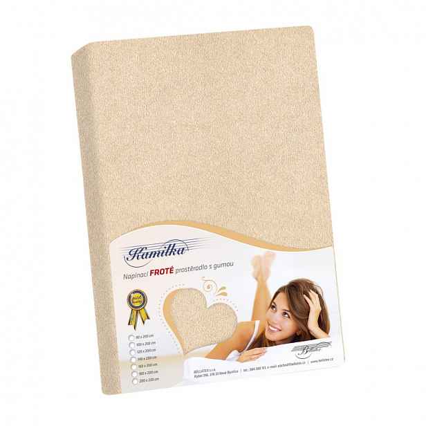 Bellatex Froté prostěradlo Kamilka světle béžová, 200 x 220 cm