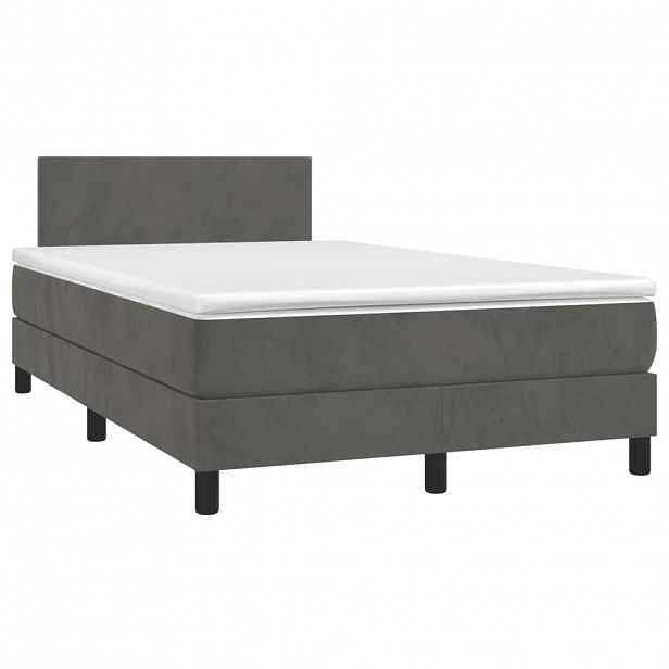 vidaXL Box spring postel s matrací tmavě šedý 120x190 cm samet