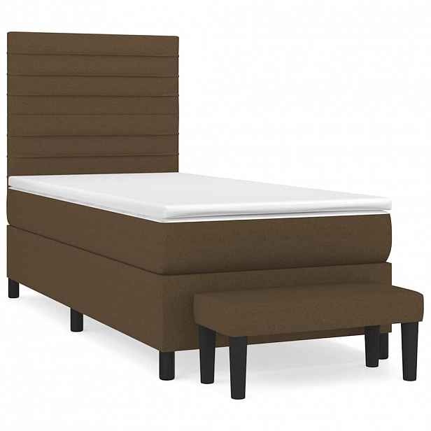 vidaXL Box spring postel s matrací tmavě hnědá 90x200 cm textil