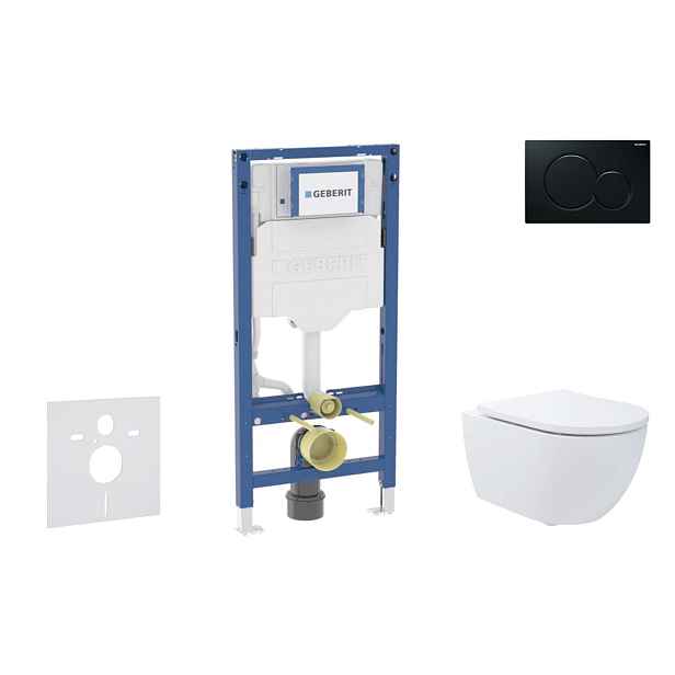 SANITINO - Set předstěnové instalace, klozetu Oudee a sedátka softclose, tlačítko Sigma01, černá SANI11CA5197