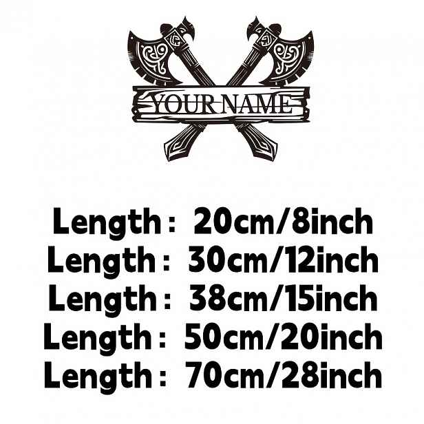 TEMU Přizpůsobitelná kovová nástěnná dekorace ve vintage vikingském stylu; můžete ji personalizovat svým jménem a designem křížených . Vhodná pro