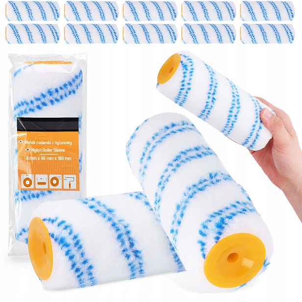 10 x Malířský Váleček 18 cm Nylon Náhradní náplň Váleček Barev Emulze Malování Sh