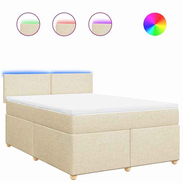 vidaXL Box spring postel s matrací krémová 140x190 cm textil
