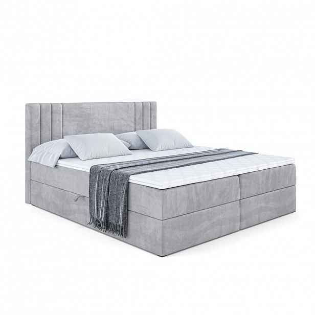 ALTDECOR AMERICKÁ postel s matrací H3 a roštem – IDRIKO – 120 × 200 cm, světle šedá