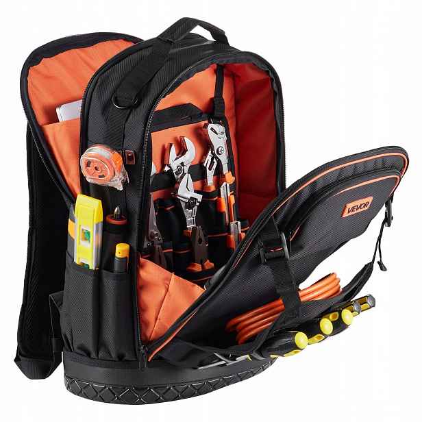 Batoh silný černý 65 kapes 21 nástrojů notebook 31 kg sada