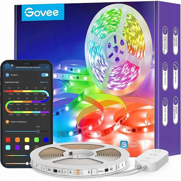 Led pásek Rgbic 5 m Barevný segment Hudba Aplikace Bluetooth Govee