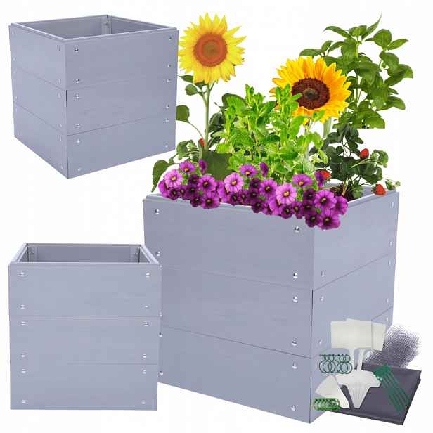 Plastový box na zeleninu, vyvýšený záhon, zeleninová zahrada, Pvc, 60x80x80