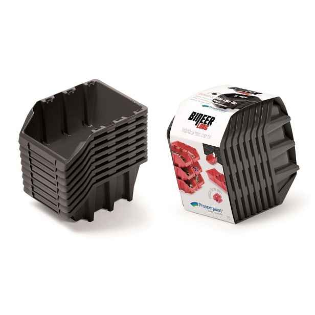 Prosperplast Sada úložných boxů 8 ks BENER 16 x 9,8 x 16 cm černá
