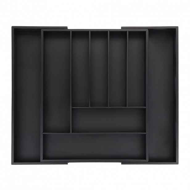 Relaxdays PŘÍBORNÍK Černý bambus MDF roztažitelný 33,5 cm