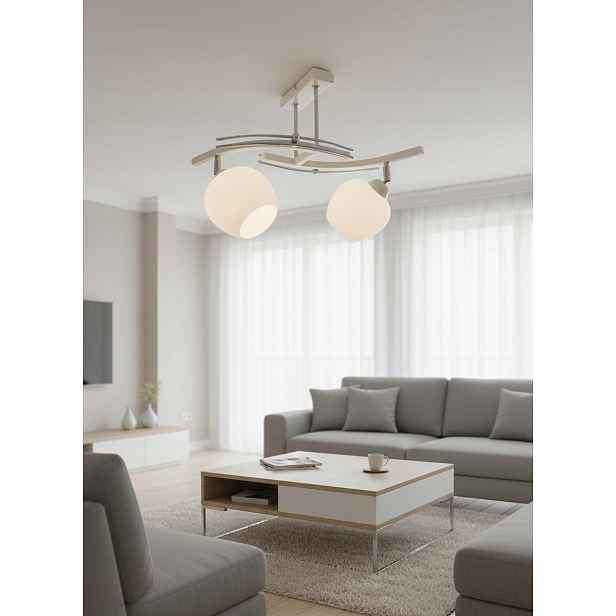 Stropní Svítidlo Lustr Fiona 2 Béžová 2x E27 Euro-lamp Bílá Koňaková