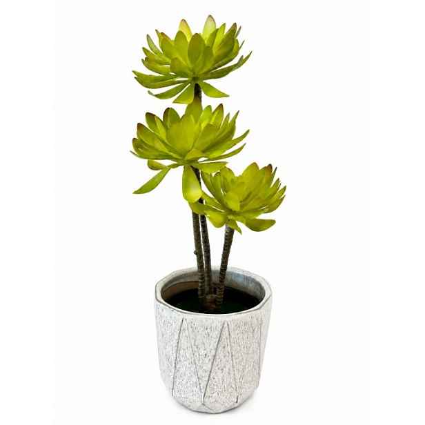 Umělý sukulent 50 cm v květináči aeonium světle zeleň