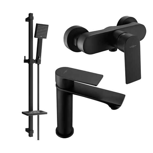 MEXEN - Royo SET umyvadlová + sprchová baterie s příslušenstvím DQ45, černá 72204DQ45-70