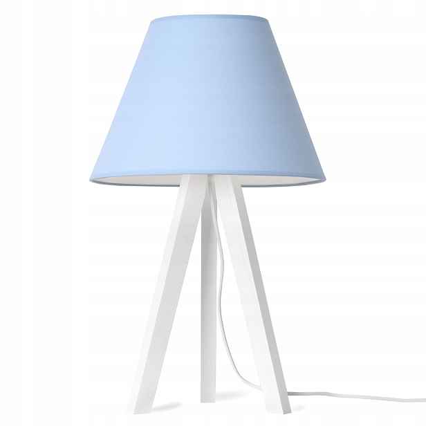 Noční Lampa Dřevěná Trojnožka S Modrým Stínítkem Icy Blue Do Ložnice