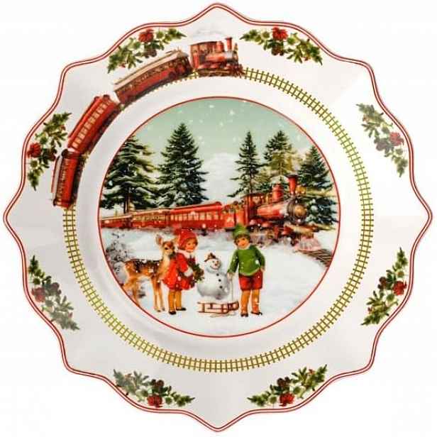 Porcelánový Oválný Vánoční Talíř Na Pečivo 30,5×20 CM