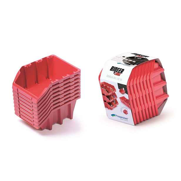 Prosperplast Sada úložných boxů 8 ks BENER 16 x 9,8 x 16 cm červená