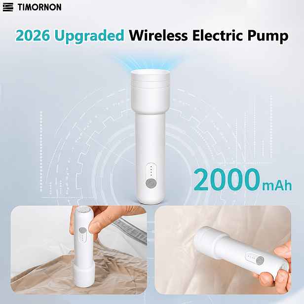 TEMU TIMORNON 2000mAh Vylepšená bezdrátová elektrická vakuová pumpa Type-C, přenosná dobíjecí vzduchová pumpa, vhodná pro vakuové kompresní sáčky,