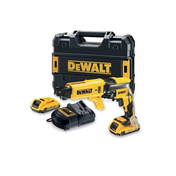 DeWALT - 18V AKU sádrokartonářský šroubovák s podavačem vrutů, 2x aku 2,0 Ah XR, nabíječka DCF620D2K