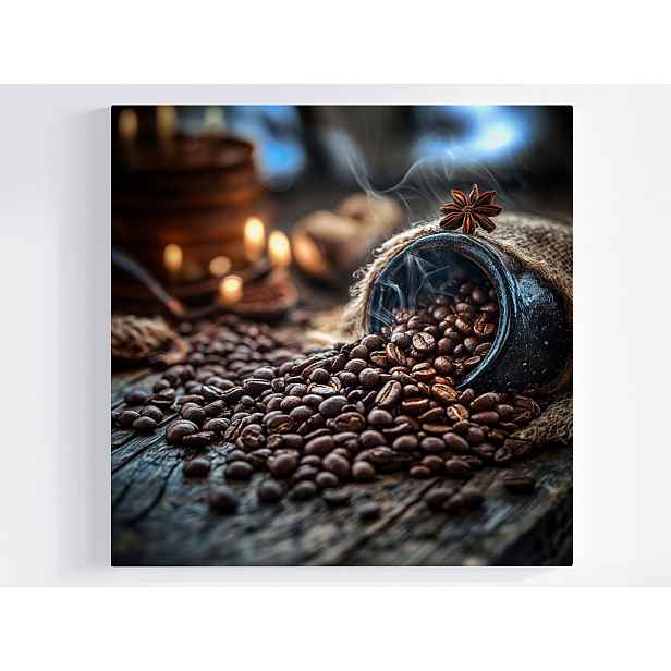 Obraz Na Plátně Obraz Na Plátně Káva Káva Zrnka Arabica Robusta Kavárna Oheň 50x50