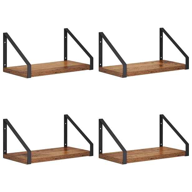 vidaXL Nástěnné poličky 4 ks Staré dřevo 30 x 16 x 15,5 cm