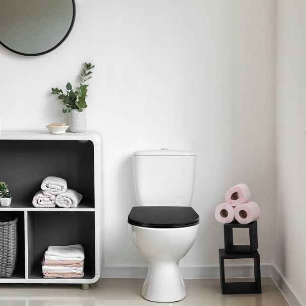 Wc sedátko Relaxdays Black, černý polyester