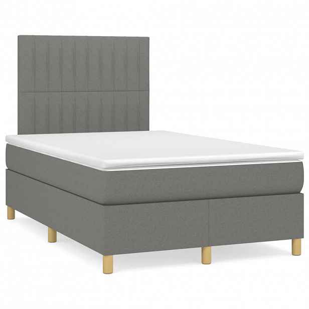 vidaXL Box spring postel s matrací tmavě šedá 120x200 cm textil