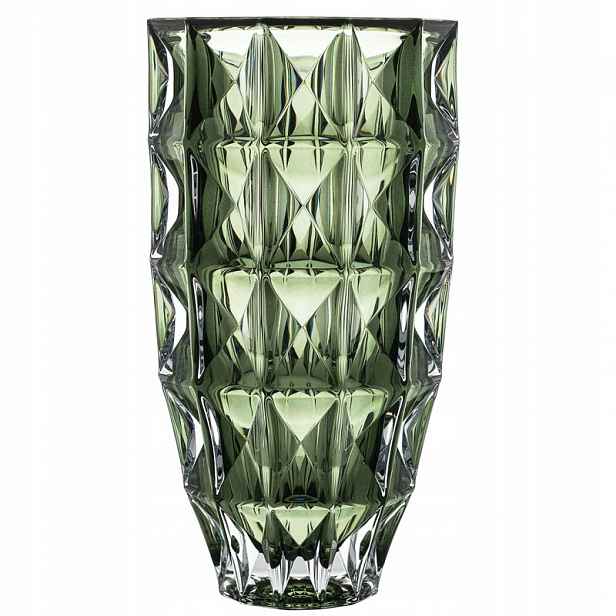 Bohemia Diamond Smokey Zelená Křišťálová Váza 280 MM