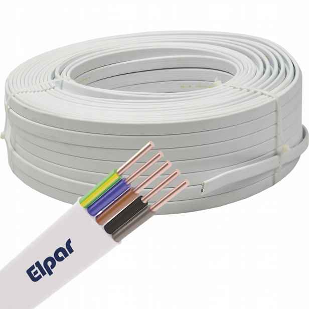 Kabel YDYp 5x2,5 450/750V plochý drát bílý Elpar (balení 100 m)