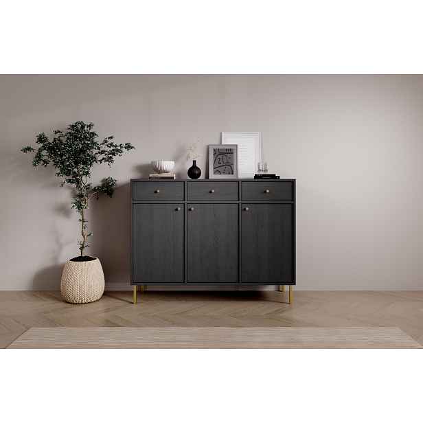 Minimalistická komoda DENRA - černá