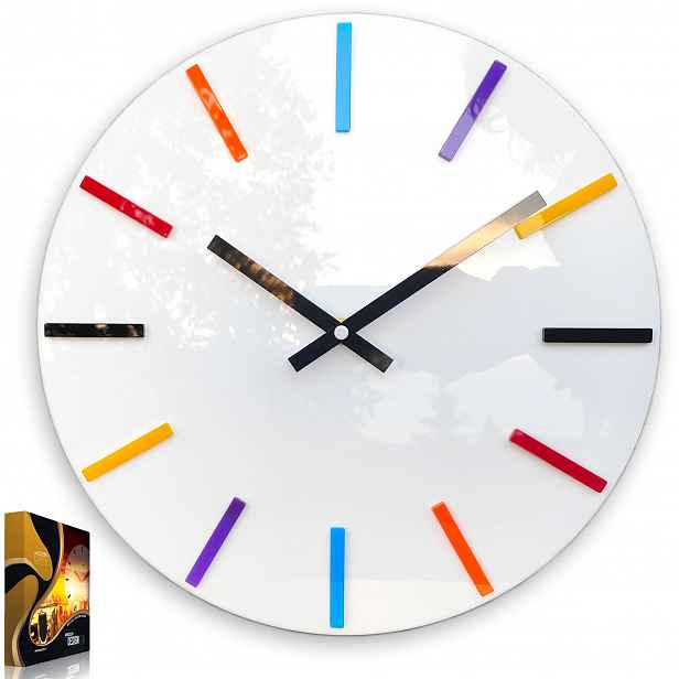 Nástěnné hodiny Colorful Bílé Ultra Tiché 32 cm