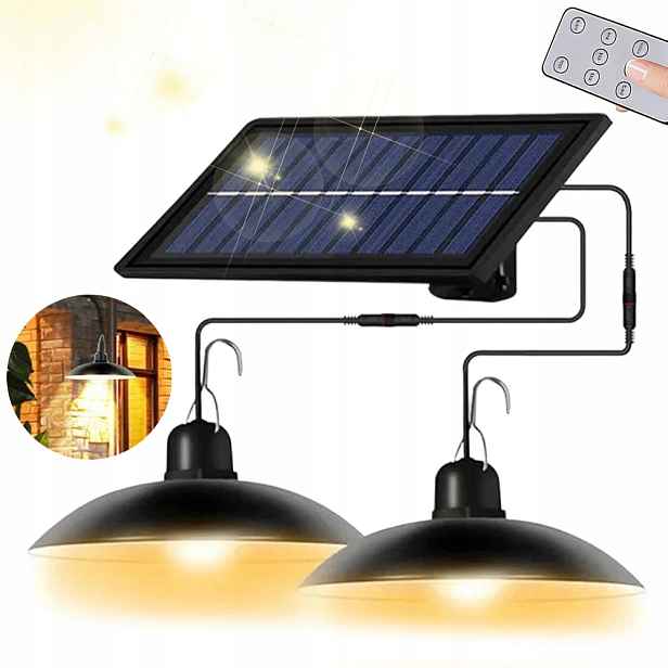 Solární Led zahradní lampa závěsná s dálkovým ovládáním a panelem na kabelu do zahrady