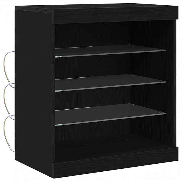 vidaXL LED komoda Černý dub 60,5 x 37 x 67 cm Kompozitní dřevo