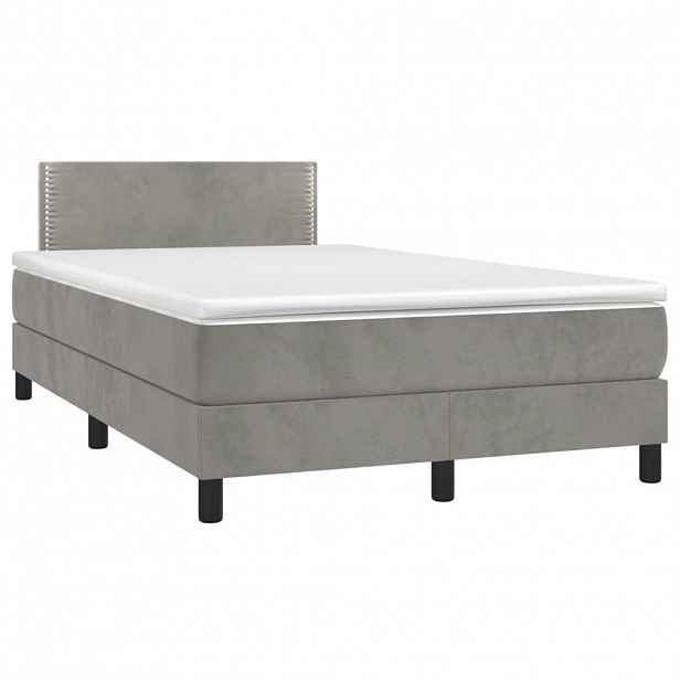 vidaXL Box spring postel s matrací světle šedá 120x190 cm samet