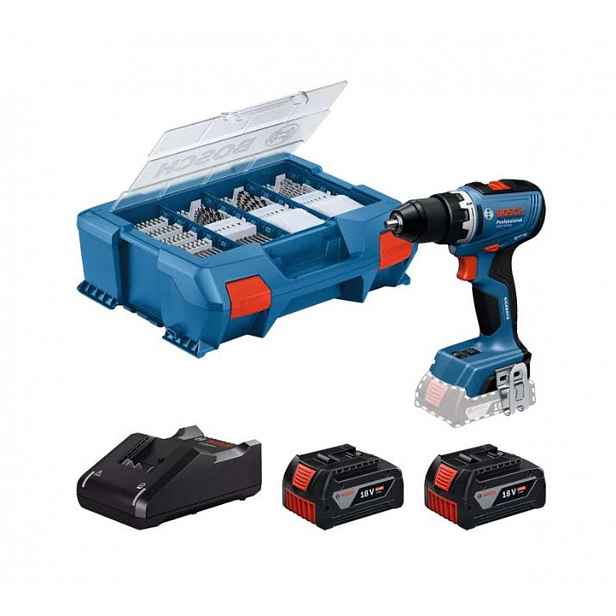 Bosch - 18V AKU vrtací šroubovák s příslušenstvím, 2x aku 4,0 Ah GBA, nabíječka 06019N3207