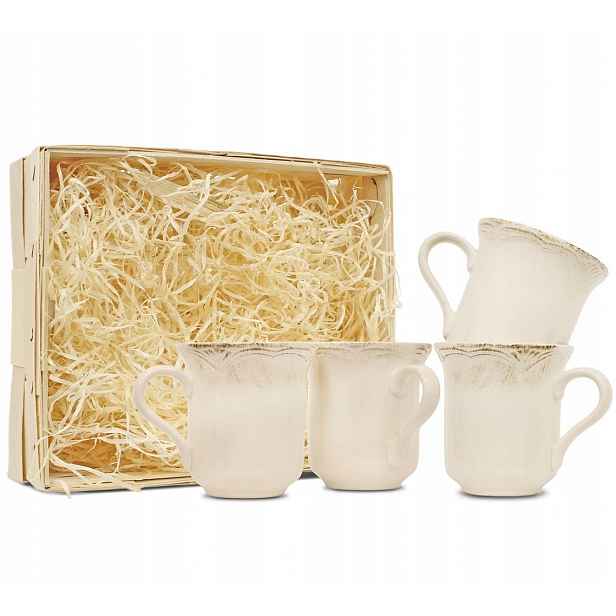 Sada hrnků 4ks Keramický Roman 400 ml krémová keramika