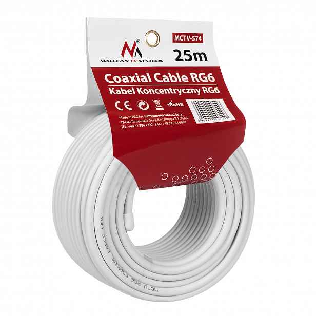 TEMU Univerzální satelitní koaxiální kabel Maclean 1mm 25m -574