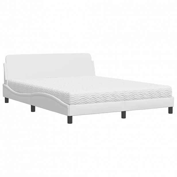 vidaXL Postel s matrací Dover bílá 160 x 200 cm umělá kůže