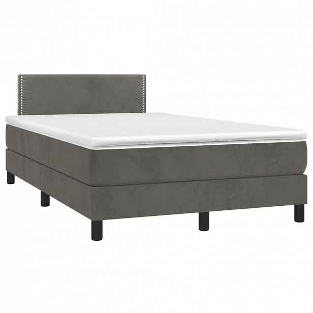 vidaXL Box spring postel s matrací tmavě šedý 120x190 cm samet