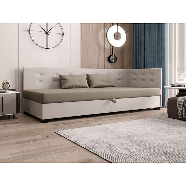 Jednolůžková postel 90x195 AJKA PLUS 1 - hnědá / ecru