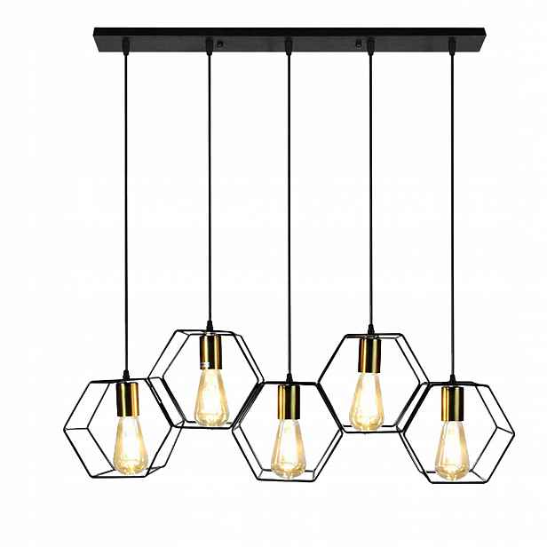Kovová Závěsná Lampa Černá, Moderní Hexagon