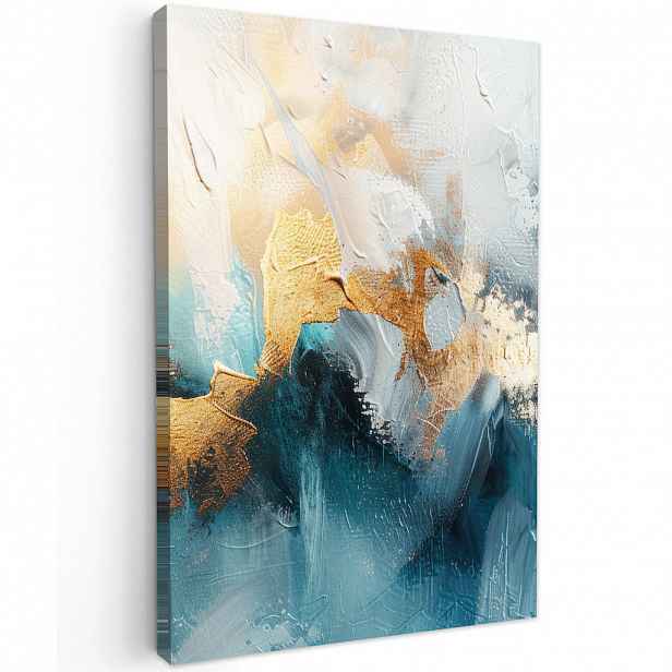 MuchoWow OBRAZ NA PLÁTNĚ Abstraktní - umění - zlatá - modrá 80x120 cm